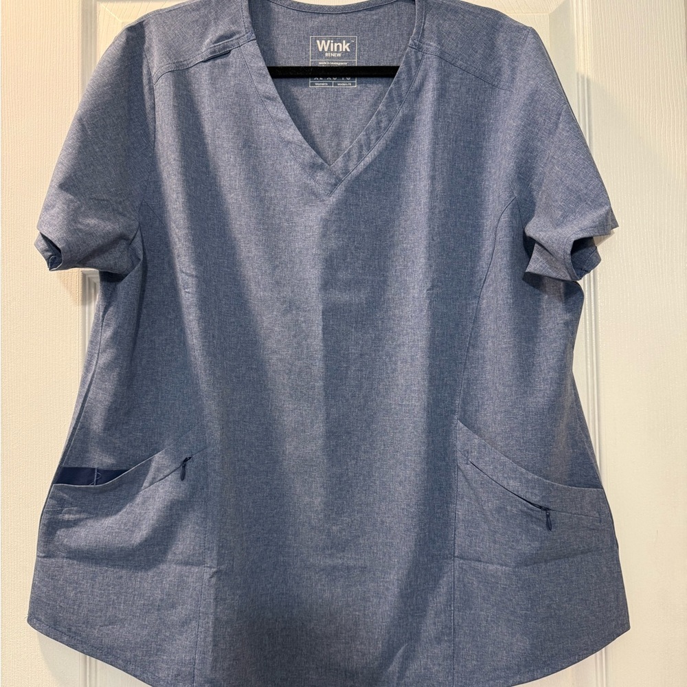 Wink Women's Short Sleeve Blue V-Neck Top